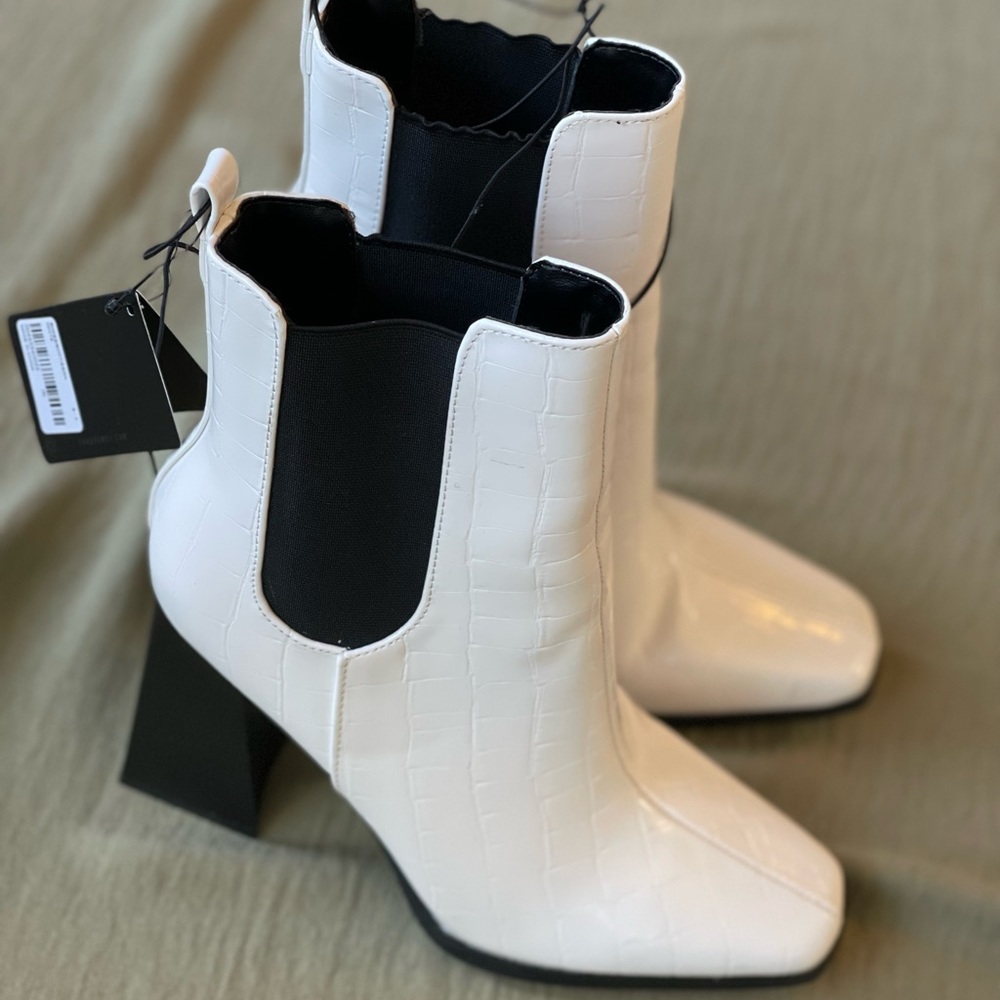 White Faux Leather Boots